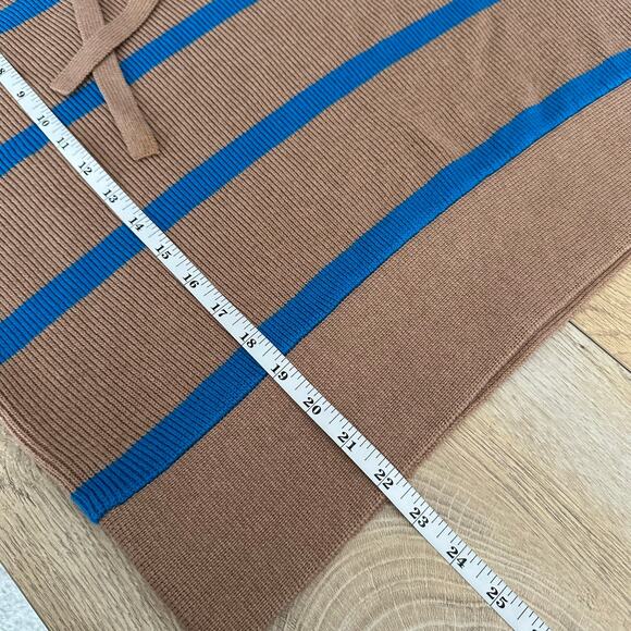 Everlane The Lace-Up Smock Sweater Chestnut Blue Stripe L - Picture 9 of 9